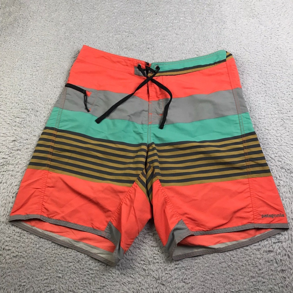 Patagonia Wavefarer Swim Shorts Mens 33 Multi Colorblock 9" Drawstring